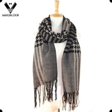 Fashion Checked Pattern Woven Scarf with Fringes